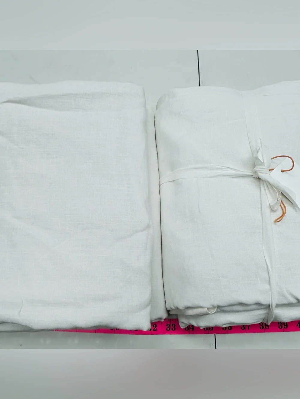 NWT QUINCE Set Of 2 48x108 European Linen True Blackout Curtains Cream 9188